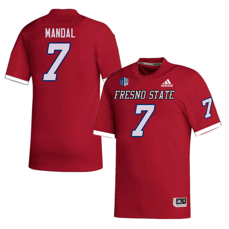 Men #7 Jayden Mandal Fresno State Bulldogs College Football Jerseys Stitched Sale-Red